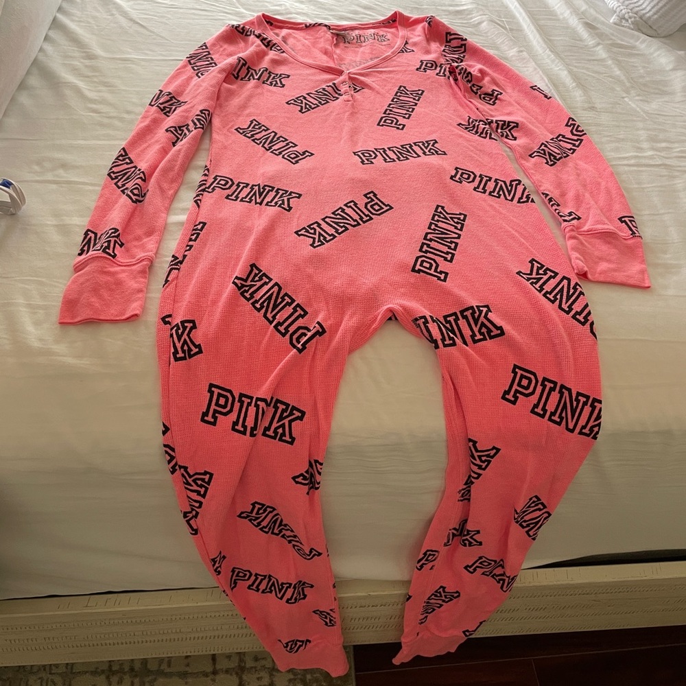 Victoria secret pink onesie pajama Large
